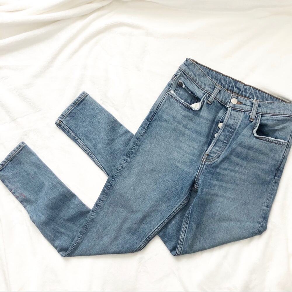 Reformation High Rise rigid skinny denim jeans 26 blue button fly